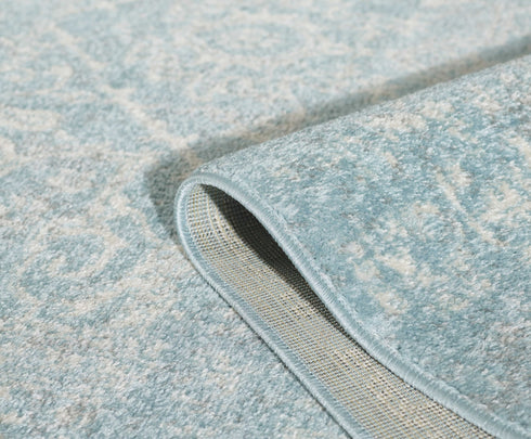 Seafoam Green Machine Woven Tropical Plants Indoor Area Rug